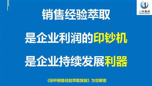 李一环：销售经验萃取是“销售冠军教销售冠军”，是销售“训战结合”系统